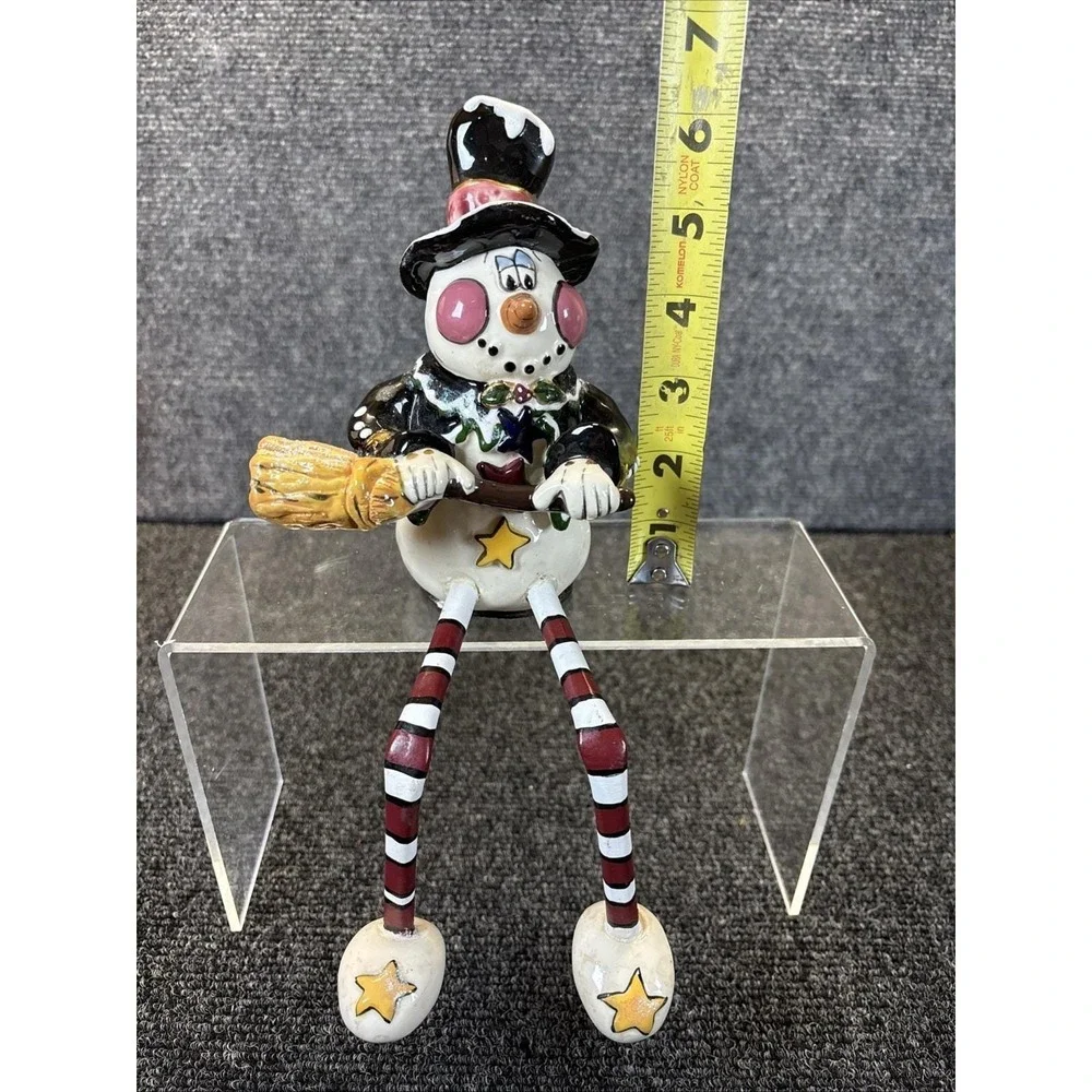 Vtg~Blue Sky Clayworks~Ceramic Sitting Snowman~10" - Picture 7 of 8